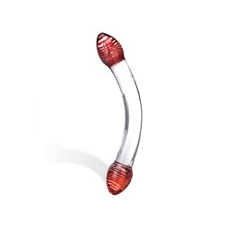 Red Head Glass Double Dildo